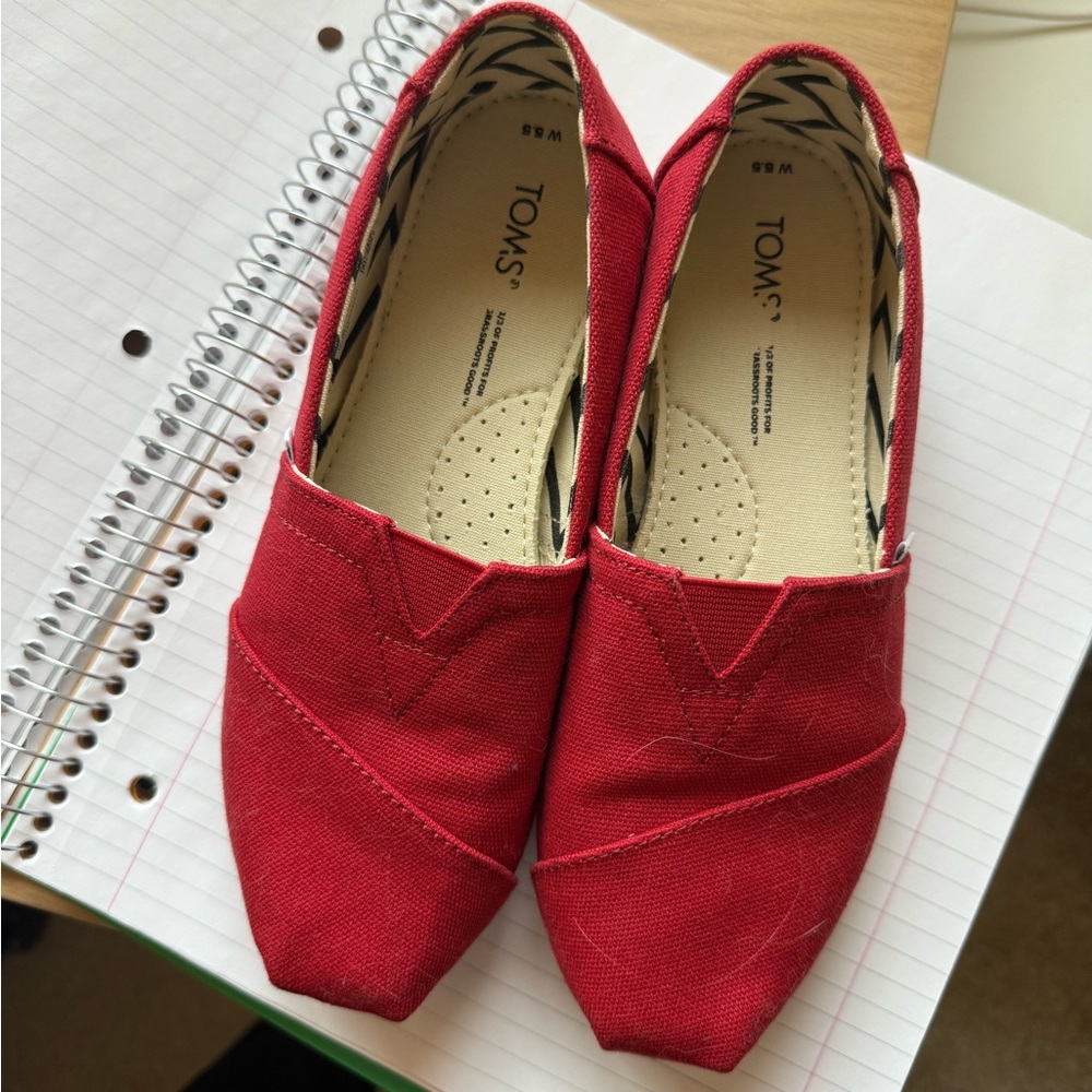 TOMS Vibrant Red Canvas Slip-Ons